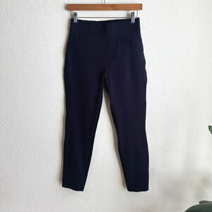 Spanx Womens The Perfect Pants Small Petite Skinny Back Seam Pull-On Blue Ponte